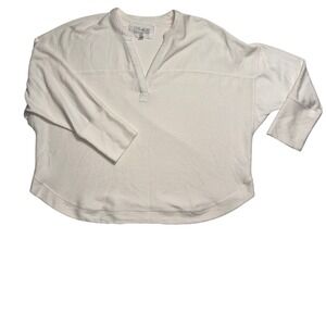 CUPiO Cream Lace Trim V Neck Pullover Sweatshirt Women's Plus Size 2X